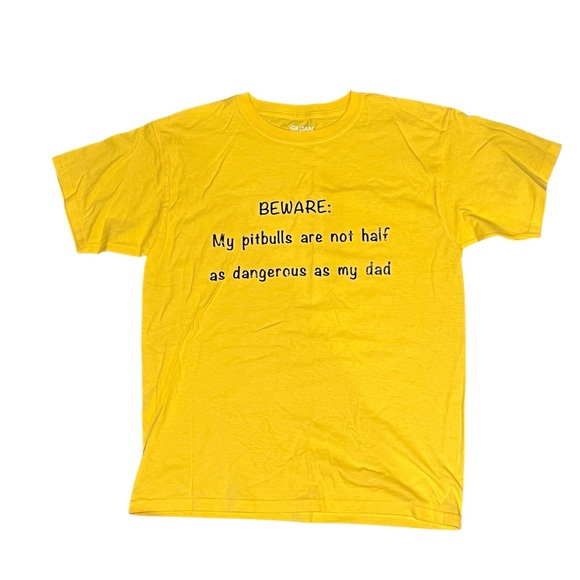 Gildan Youth XL Graphic Tee – Funny Pitbull Dad T-Shirt – Yellow - NWOT - Picture 2 of 3